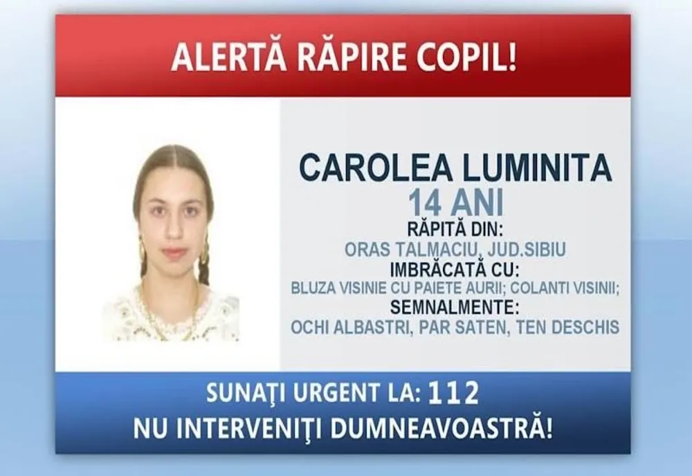 Adolescentă de 14 ani din județul Sibiu, răpită de acasă de patru bărbaţi mascaţi